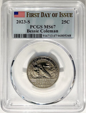2023 PCGS Certified American Women Quarter Bessie Coleman First Day of Issue Label - back