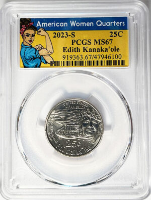 2023 PCGS Certified American Women Quarter Edith Kanakaole Rosie Label - back