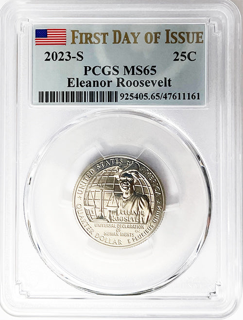 2023 PCGS Certified American Women Quarter Eleanor Roosevelt First Day of Issue Label - back