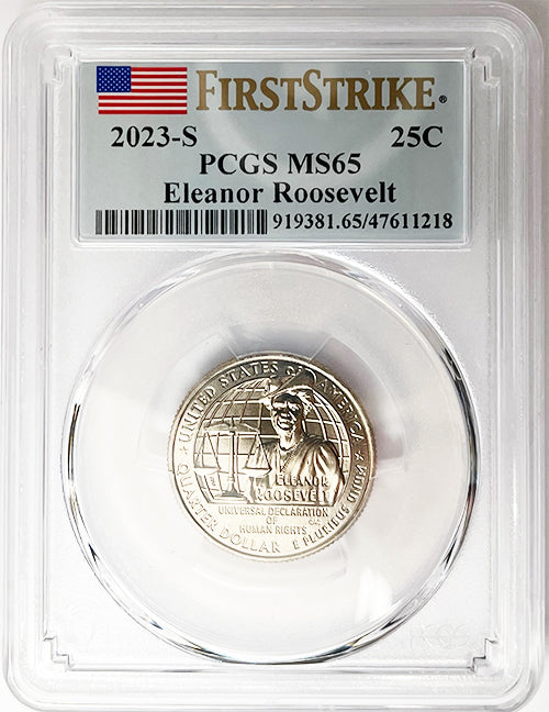 2023 PCGS Certified American Women Quarter Eleanor Roosevelt First Strike Label - back