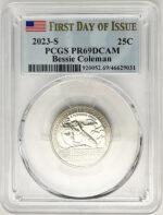 2023 PCGS Certified American Women Quarter Bessie Coleman First Day of Issue Label - back