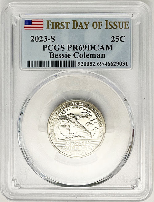 2023 PCGS Certified American Women Quarter Bessie Coleman First Day of Issue Label - back