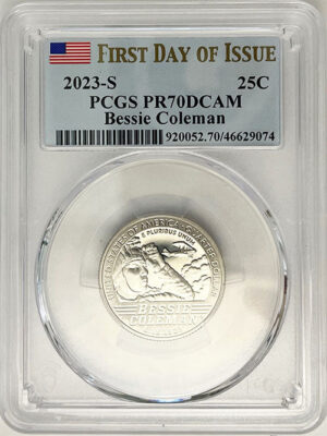 2023 PCGS Certified American Women Quarter Bessie Coleman First Day of Issue Label - back