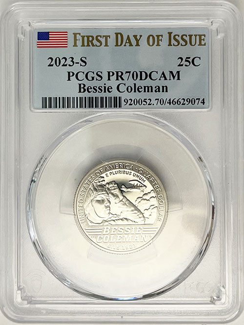 2023 PCGS Certified American Women Quarter Bessie Coleman First Day of Issue Label - back