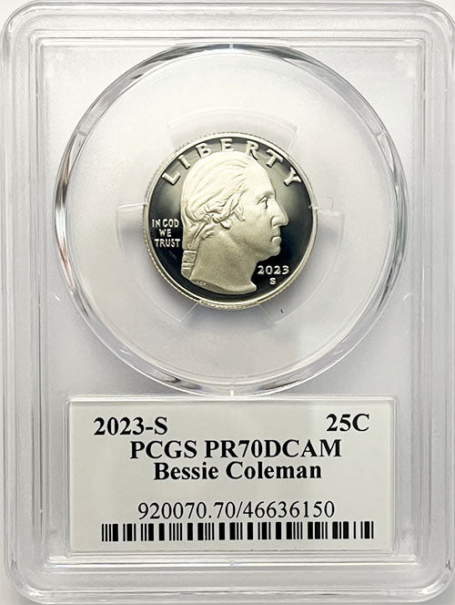2023 PCGS Certified American Women Quarter Bessie Coleman with Stephanie Sabin Label - front