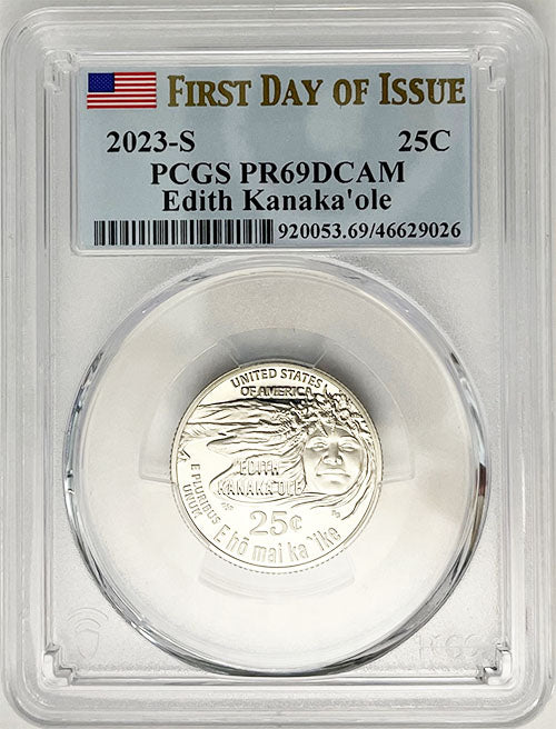2023 PCGS Certified American Women Quarter Edith Kanakaole First Day of Issue Label - back