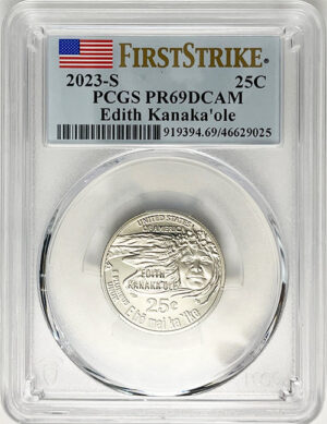 2023 PCGS Certified American Women Quarter Edith Kanakaole First Strike Label - back