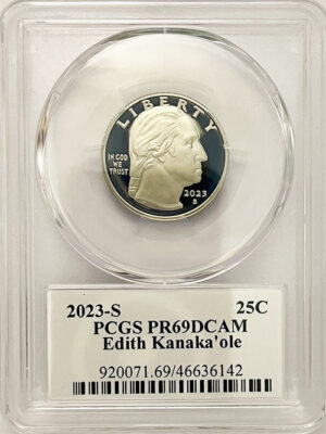 2023 PCGS Certified American Women Quarter Edith Kanakaole with Stephanie Sabin Label - front
