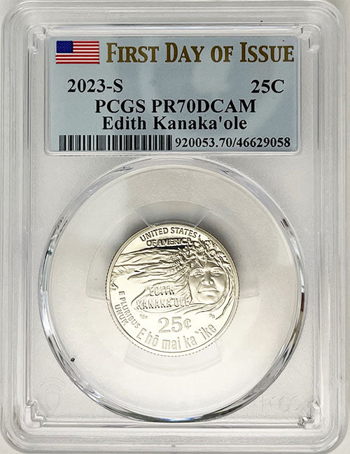 2023 PCGS Certified American Women Quarter Edith Kanakaole First Day of Issue Label - back