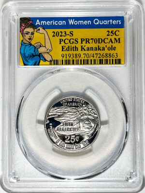 2023 PCGS Certified American Women Quarter Edith Kanakaole Rosie Label - back
