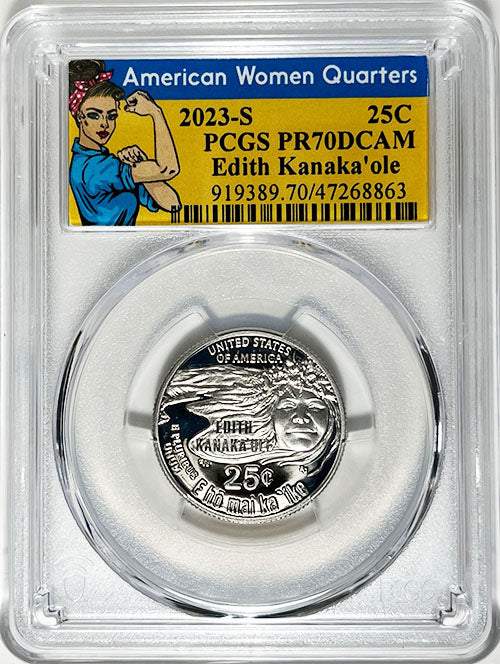 2023 PCGS Certified American Women Quarter Edith Kanakaole Rosie Label - back