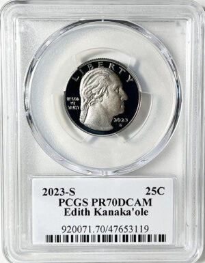 2023 PCGS Certified American Women Quarter Edith Kanakaole with Stephanie Sabin Label - front