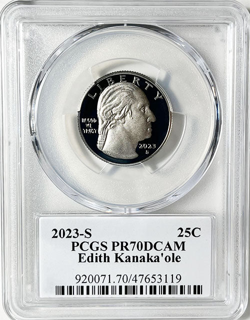 2023 PCGS Certified American Women Quarter Edith Kanakaole with Stephanie Sabin Label - front
