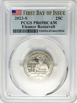 2023 PCGS Certified American Women Quarter Eleanor Roosevelt First Day of Issue Label - back