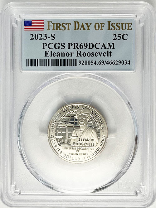 2023 PCGS Certified American Women Quarter Eleanor Roosevelt First Day of Issue Label - back