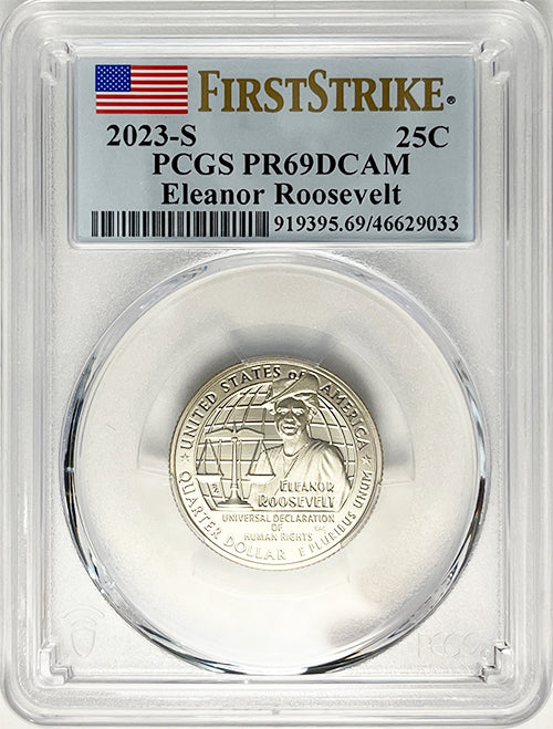 2023 PCGS Certified American Women Quarter Eleanor Roosevelt First Strike Label - back