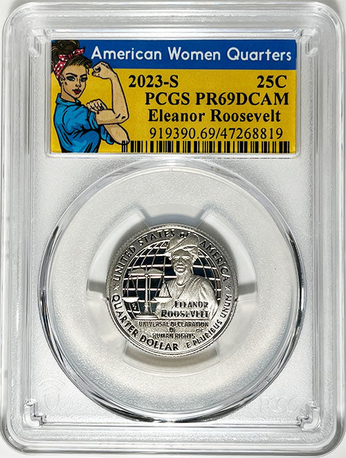 2023 PCGS Certified American Women Quarter Eleanor Roosevelt Rosie Label - back