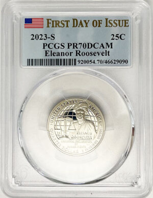 2023 PCGS Certified American Women Quarter Eleanor Roosevelt First Day of Issue Label - back