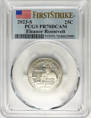 2023 PCGS Certified American Women Quarter Eleanor Roosevelt First Strike Label - back