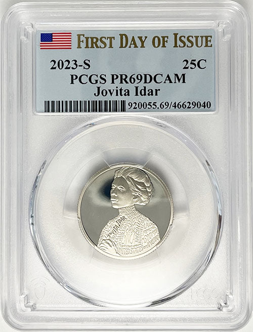 2023 PCGS Certified American Women Quarter Jovita Idar First Day of Issue Label - back