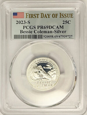 2023 PCGS Certified American Women Quarter Bessie Coleman First Day of Issue Label - back