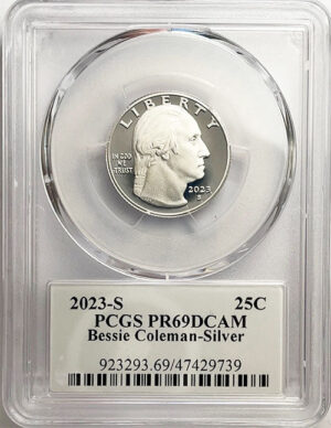 2023 PCGS Certified American Women Quarter Bessie Coleman with Stephanie Sabin Label - front