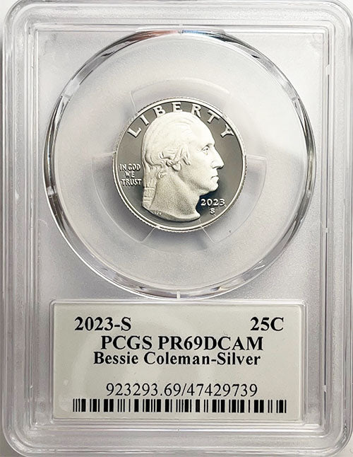 2023 PCGS Certified American Women Quarter Bessie Coleman with Stephanie Sabin Label - front