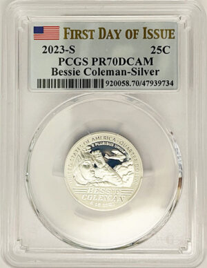 2023 PCGS Certified American Women Quarter Bessie Coleman First Day of Issue Label - back