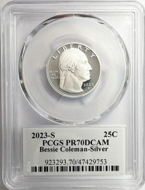 2023 PCGS Certified American Women Quarter Bessie Coleman with Stephanie Sabin Label - front