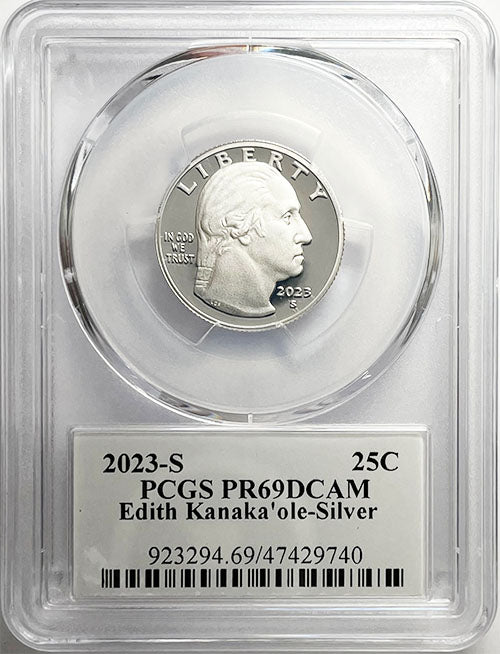 2023 PCGS Certified American Women Quarter Edith Kanakaole with Stephanie Sabin Label - front