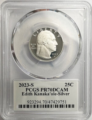 2023 PCGS Certified American Women Quarter Edith Kanakaole with Stephanie Sabin Label - front