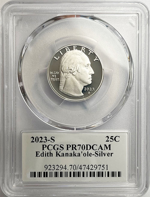 2023 PCGS Certified American Women Quarter Edith Kanakaole with Stephanie Sabin Label - front