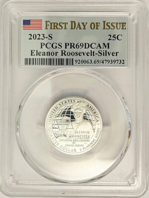 2023 PCGS Certified American Women Quarter Eleanor Roosevelt First Day of Issue Label - back