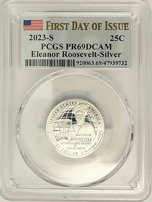 2023 PCGS Certified American Women Quarter Eleanor Roosevelt First Day of Issue Label - back