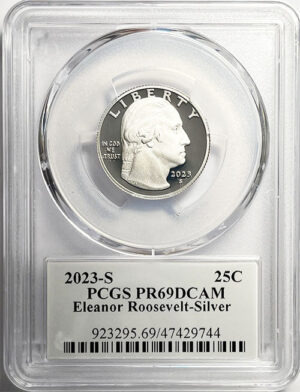 2023 PCGS Certified American Women Quarter Eleanor Roosevelt with Stephanie Sabin Label - front