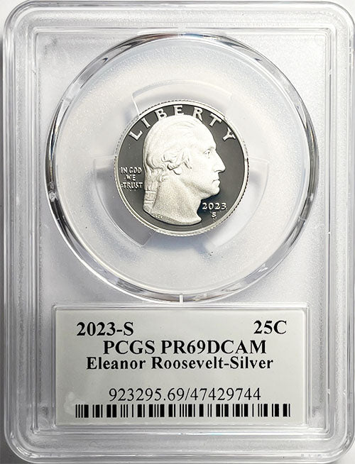 2023 PCGS Certified American Women Quarter Eleanor Roosevelt with Stephanie Sabin Label - front