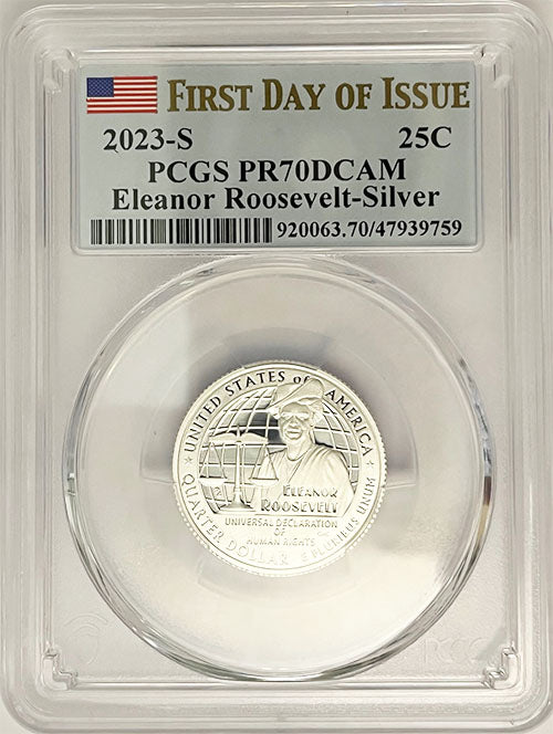 2023 PCGS Certified American Women Quarter Eleanor Roosevelt First Day of Issue Label - back