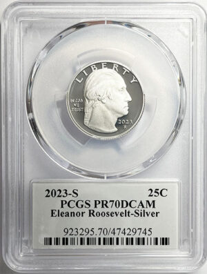 2023 PCGS Certified American Women Quarter Eleanor Roosevelt with Stephanie Sabin Label - front