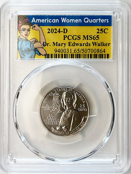 2024 PCGS Certified American Women Quarter Dr. Mary Edwards Walker Rosie Label - back