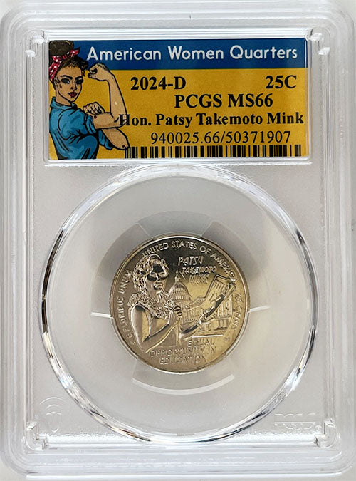 2024 PCGS Certified American Women Quarter Hon. Patsy Takemoto Mink Rosie Label - back