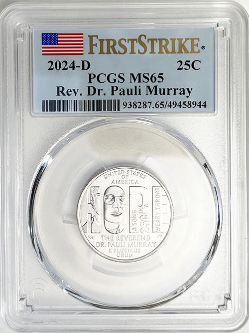 2024 PCGS Certified American Women Quarter Rev. Dr. Pauli Murray First Strike Label - back