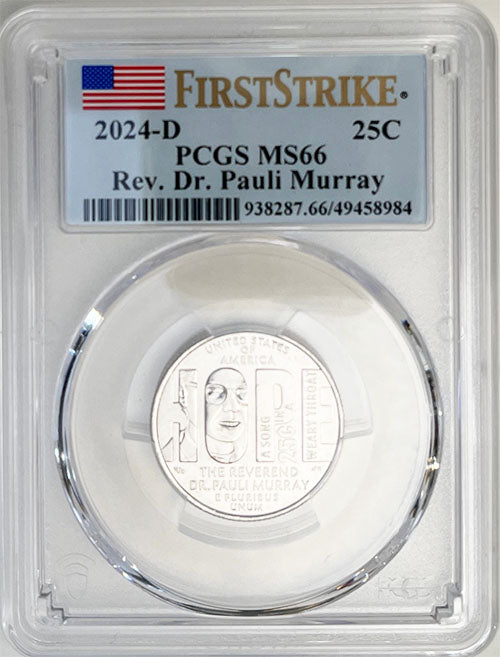 2024 PCGS Certified American Women Quarter Rev. Dr. Pauli Murray First Strike Label - back