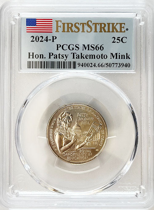 2024 PCGS Certified American Women Quarter Hon. Patsy Takemoto Mink First Strike Label - back