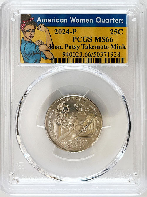 2024 PCGS Certified American Women Quarter Hon. Patsy Takemoto Mink Rosie Label - back