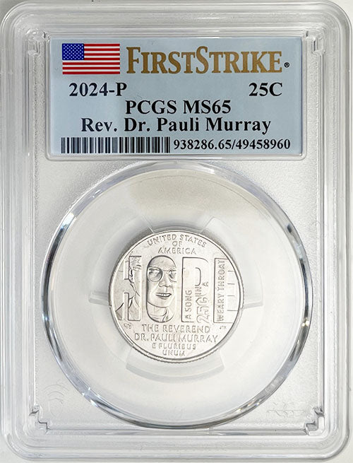 2024 PCGS Certified American Women Quarter Rev. Dr. Pauli Murray First Strike Label - back
