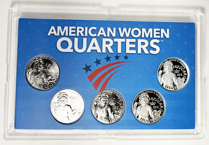 2022 - 25 P,D,S,S,S BU, Clad and Silver Proof American Women Quarters in 3 by 5 Frosty Case - back