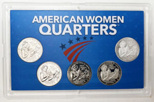 2022 - 25 P,D,S,S,S BU, Clad and Silver Proof American Women Quarters in 3 by 5 Frosty Case - back