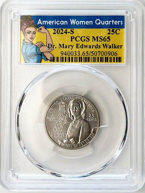 2024 PCGS Certified American Women Quarter Dr. Mary Edwards Walker Rosie Label - back