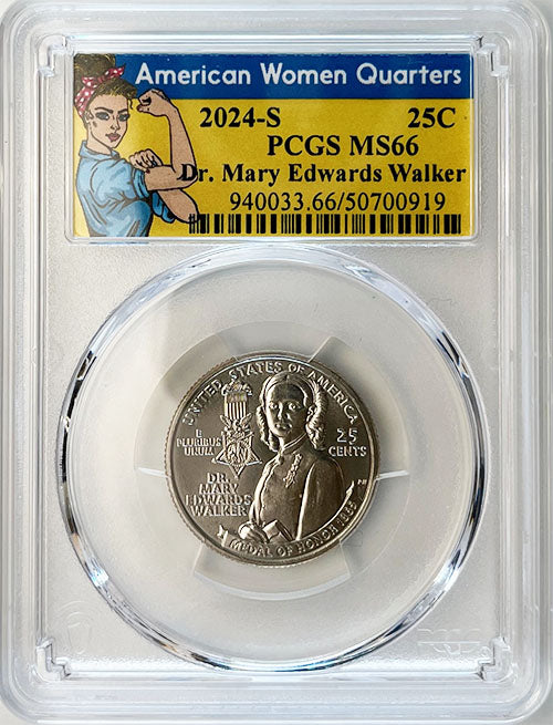 2024 PCGS Certified American Women Quarter Dr. Mary Edwards Walker Rosie Label - back