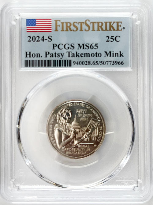 2024 PCGS Certified American Women Quarter Hon. Patsy Takemoto Mink First Strike Label - back